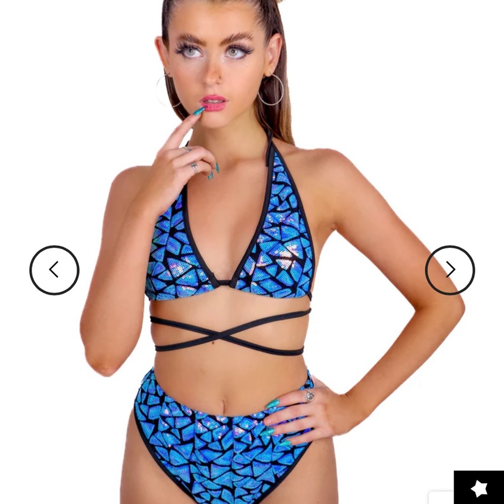 NWT Blue Geometric Women's Bikini/Festival wear